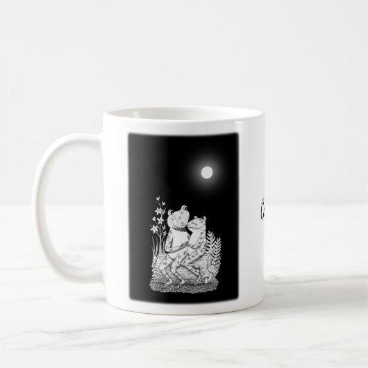 カエル・トッド・カップルおもしろいかわいいロマンチックなラブネーム コーヒーマグカップ (左)