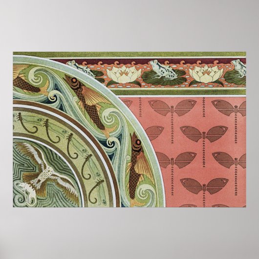 カエル、トンボ飛んでいるイ、魚、凧とネズミ ポスター (正面)