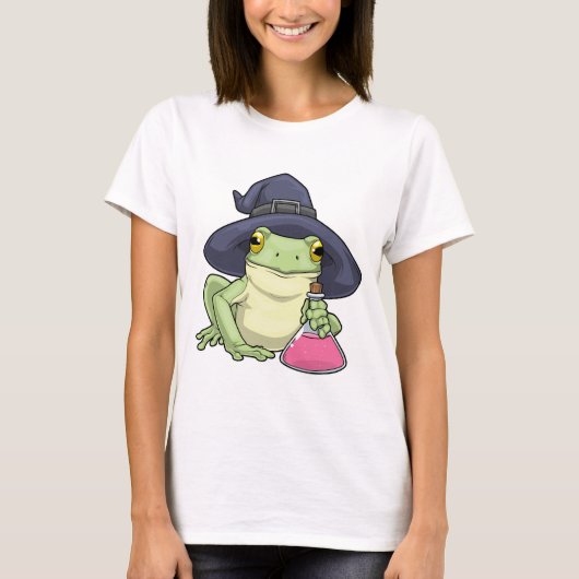 カエル ハロウィン 魔女 Tシャツ (正面)