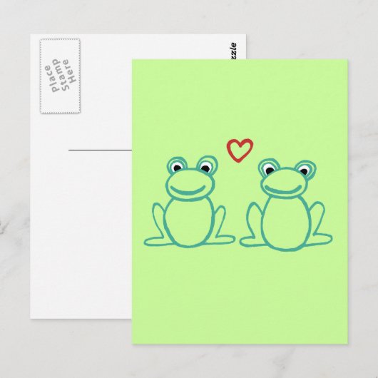 カエル(ハート) ポストカード (正面/裏面)