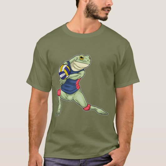 カエル バレーボール選手 バレーボール Tシャツ (正面)