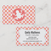 カエル; ピンク及び珊瑚の水玉模様 名刺 (正面/裏面)