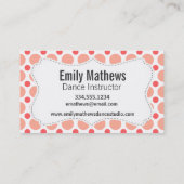 カエル; ピンク及び珊瑚の水玉模様 名刺 (裏面)