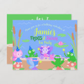 カエル&フェアリーズティーパーティー誕生日 招待状 (正面/裏面)