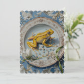 カエル – フラット招待状サイズ： 12.7 cm x 17.8 cm セーブザデート (スタンド正面)