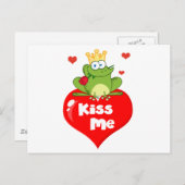 カエル・プリンスオン・ア・赤いハート ポストカード (正面/裏面)