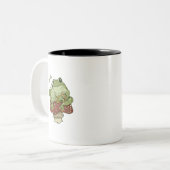 カエル&マッシュルームキュートコテージコアトおもしろいッド ツートーンマグカップ (正面左)