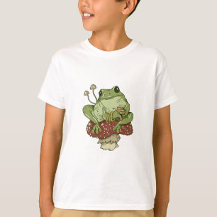 カエル&マッシュルームキュートコテージコアトおもしろいッド Tシャツ