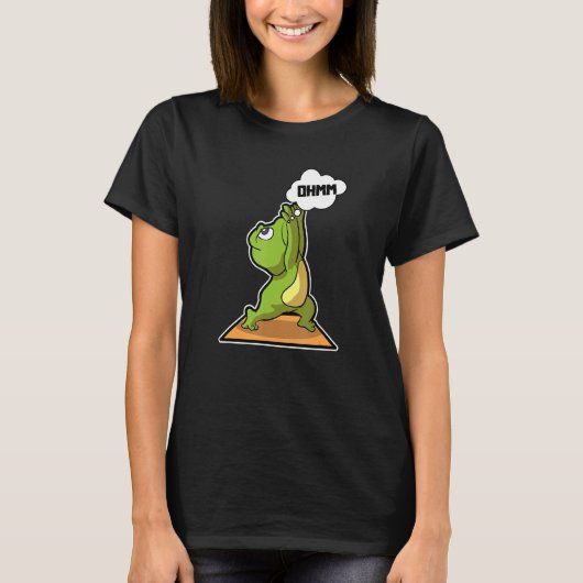 カエル ヨガ ポーズ スポーツ 体操 オーム ハートビート Tシャツ (正面)