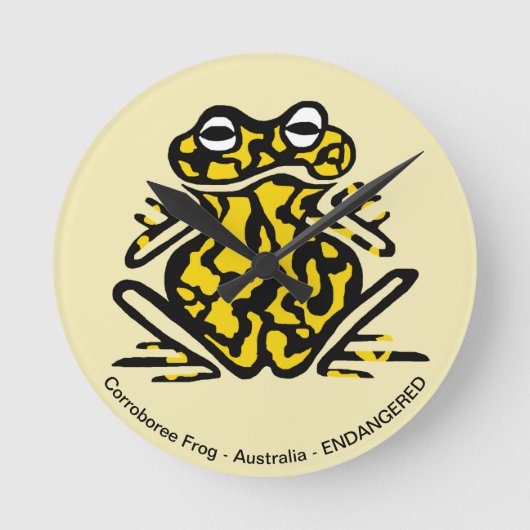 カエル –  ラウンド壁時計 (正面)