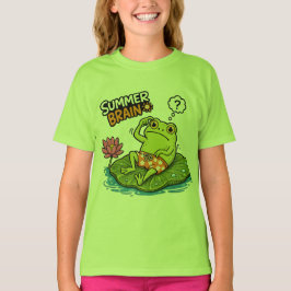 カエル 夏の脳|おもしろカエル カートゥーン Tシャツ