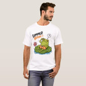 カエル 夏の脳|おもしろカエル カートゥーン Tシャツ (正面フル)