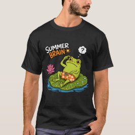 カエル 夏の脳|おもしろカエル カートゥーン Tシャツ