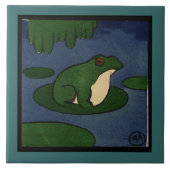 カエル-好古家、カラフルなさし絵 タイル (正面)