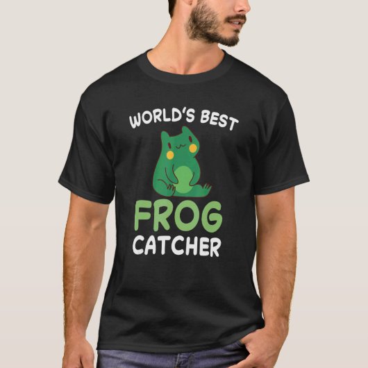 カエル 愛 ヒキガエル カエル捕りハンター 両生類 捕獲 Tシャツ (正面)
