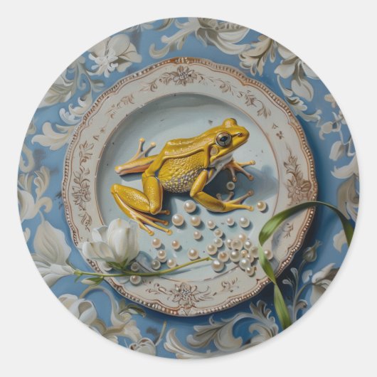カエル – 文房具用の丸いシール ラウンドシール (正面)