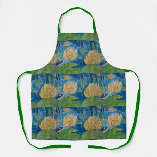 カエル&《植物》スイレンエプロン エプロン (正面)