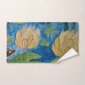 カエル&《植物》スイレンタオルセット バスタオルセット (ハンドタオル)