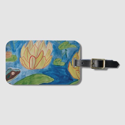 カエル&《植物》スイレンラゲッジタグ ラゲッジタグ (正面横)