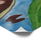 カエル&《植物》スイレン光沢ポスター ポスター (コーナー)