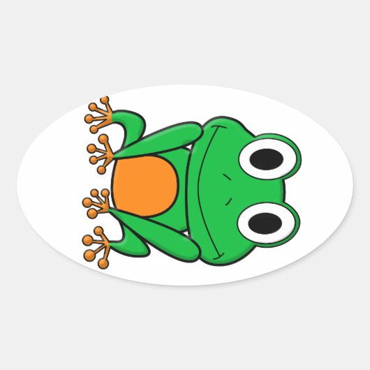 カエル 楕円形シール (正面)