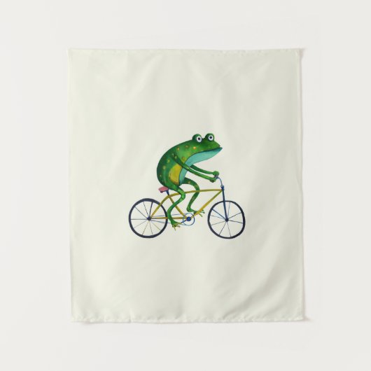 カエル 自転車 タペストリー (正面)