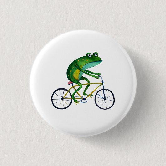 カエル 自転車 缶バッジ (正面)