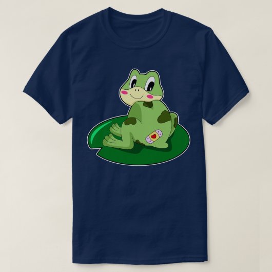カエル 葉 ハート 石膏 Tシャツ (デザイン正面)