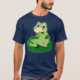カエル 葉 ハート 石膏 Tシャツ