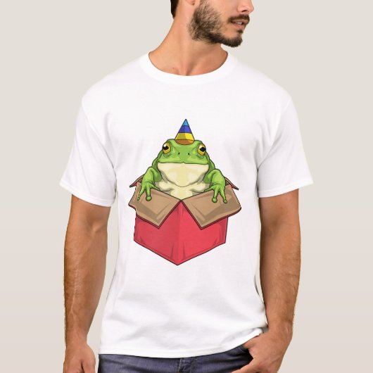 カエル 誕生日パーティー 帽子 Tシャツ (正面)