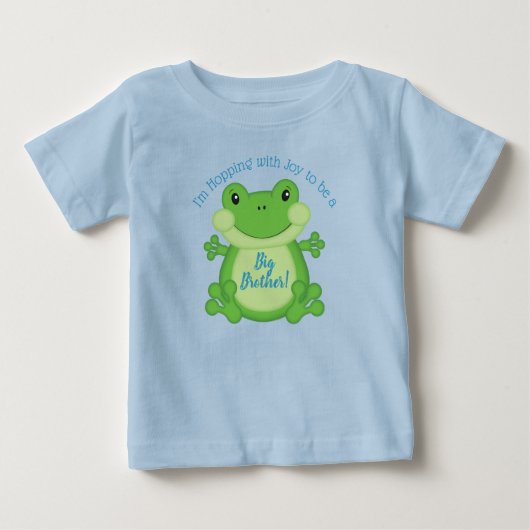 カエル 赤ちゃんのお祝い 青 ベビーTシャツ (正面)