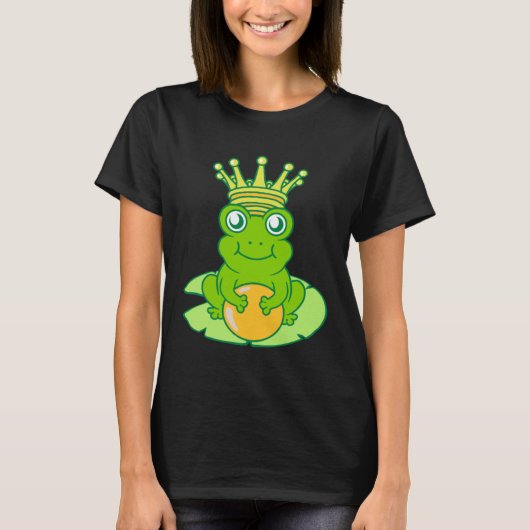 カエル 金色のヒキガエル 王様 おとぎ話 クラウン ボール 王子様 Tシャツ (正面)