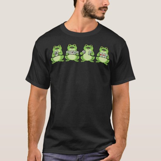 カエル 麻雀 カード タイル 遊戯 中国 Tシャツ (正面)