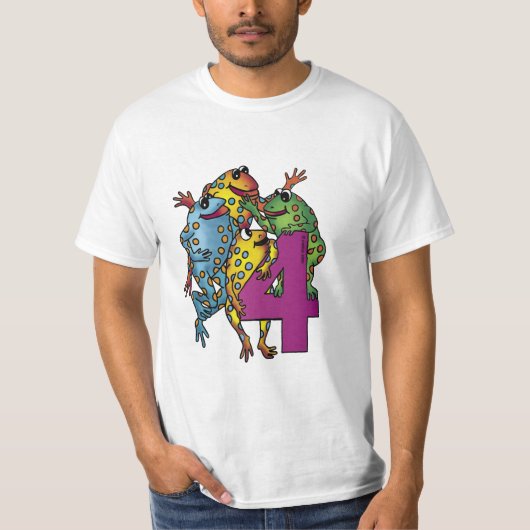 カエル 4歳の誕生日 Tシャツ (正面)