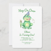カエル 1歳の誕生日をお祝いしよう 招待状 (正面)