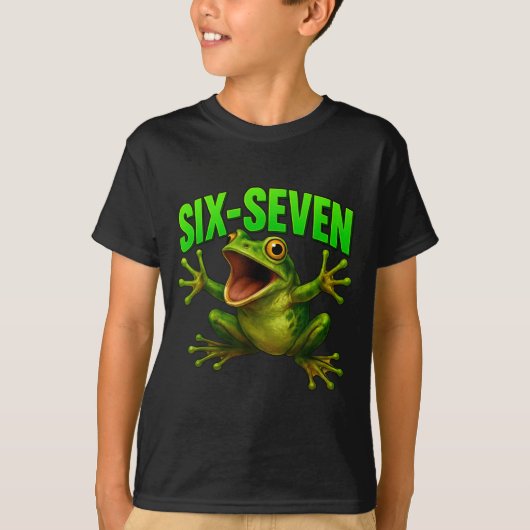 カエル 67 ミーム シックス セブン 笑える Gen Alpha Tシャツ (正面)