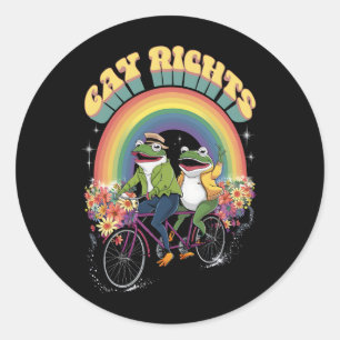 カエル LGBT レインボープライド フラッグ 権利擁護 記念グッズ ラウンドシール