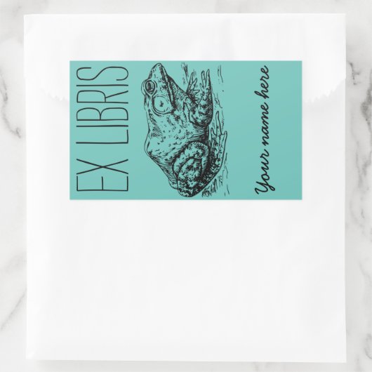 カエルExてんびん蔵書票 長方形シール (バッグ)