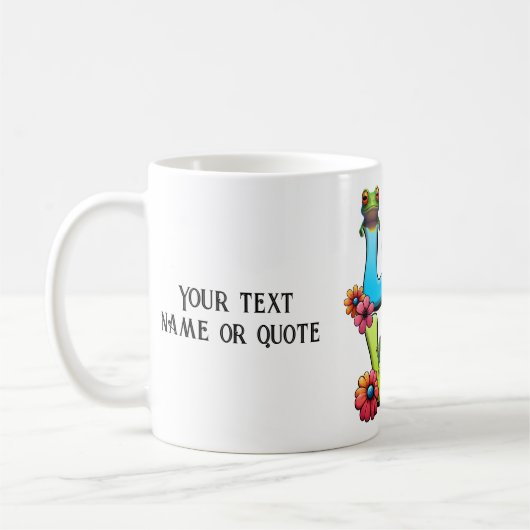 カエルHippie Boho Peace Groovyパーソナライズカスタム コーヒーマグカップ (左)