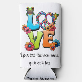 カエルHippie Boho Peace Groovyパーソナライズカスタム スリム缶クーラー