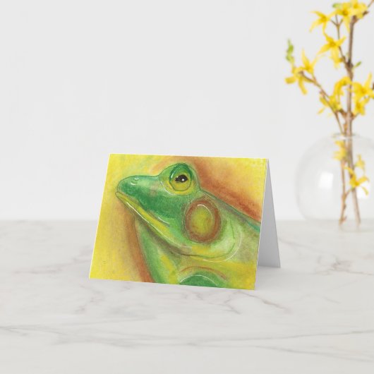 カエルNotecard カード (黄色い花)