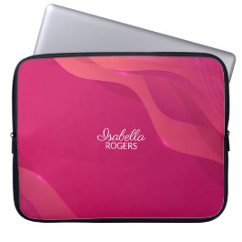 カエレガントスタマイズを使用した赤い抽象芸術波 ラップトップスリーブ