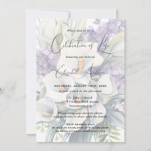 カエレガントラリリーフローラお祝い 招待状 (正面)