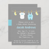 カエレガントワイイ男の赤ちゃんシャワー 招待状 (正面/裏面)