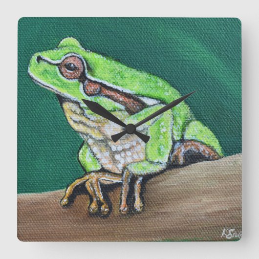 カエ絵画ル スクエア壁時計 (正面)