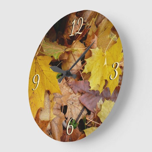 カエ落ちたデ葉黄秋自然 ラージ壁時計 (傾斜)