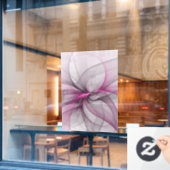 カオエレガントスモダン抽象芸術ピンクフラクタルアート ウィンドウサイン (カフェ窓)