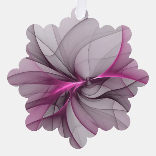 カオエレガントスモダン抽象芸術ピンクフラクタルアート オーナメントカード (正面)