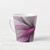 カオエレガントスモダン抽象芸術ピンクフラクタルアート カフェラテマグ (左アングル)