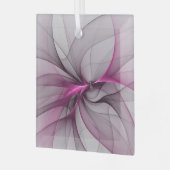 カオエレガントスモダン抽象芸術ピンクフラクタルアート ガラスオーナメント (正面左)